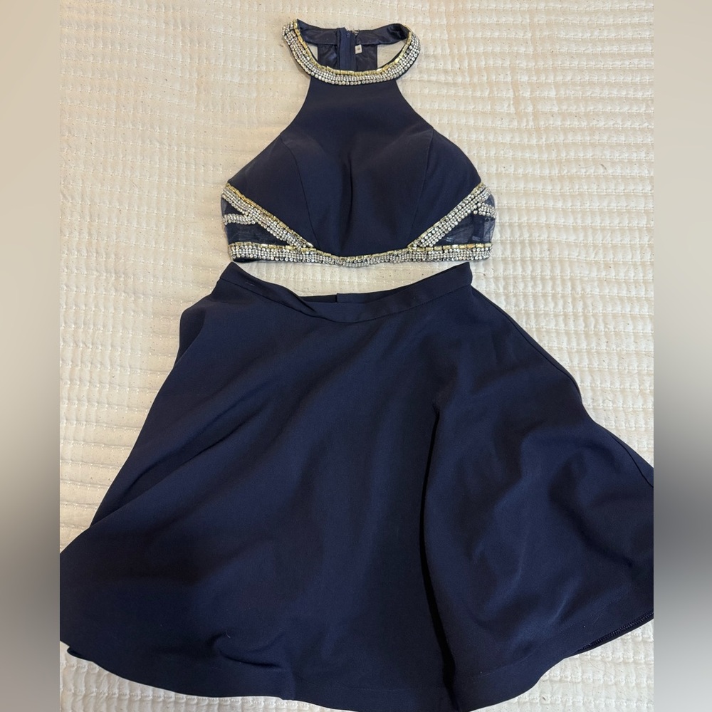 Jolene Navy Two Piece Homecoming Dress